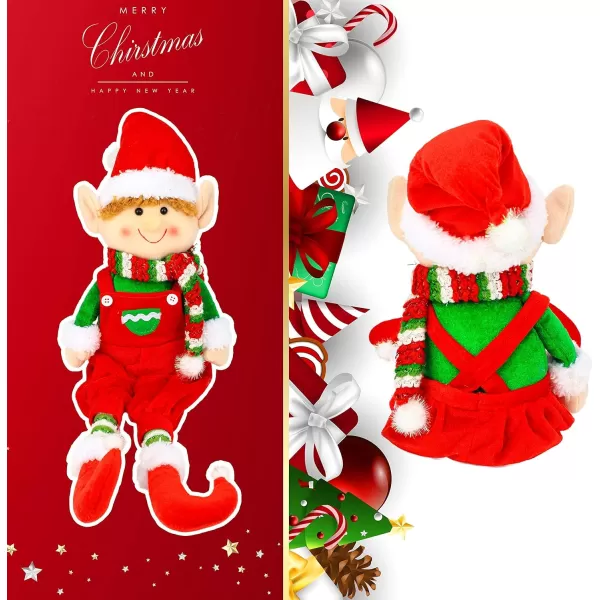 imageHopearl Adorable Christmas Boy Elf Stuffed Doll Santa Helper Figurines for Holiday Handmade Plush Characters Fun Decorations Toys for Kids Party Favors Red 23