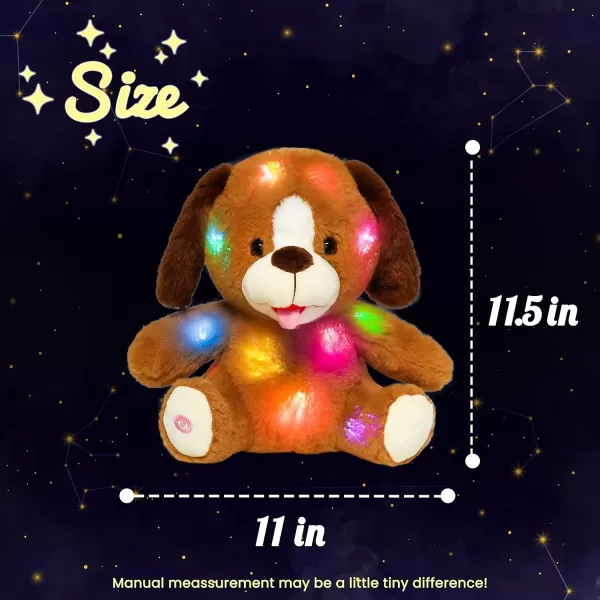 imageHopearl Adorable LED Plush Puppy Lighting Up Stuffed Animal Dog Floppy Pup Night Lights Glow in The Dark Birthday Festival for Kids Toddler Girls Brown 115