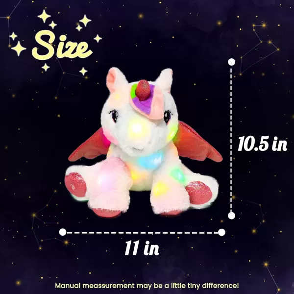 imageHopearl Adorable LED Plush Unicorn Lighting Up Cute Stuffed Animal Floppy Night Lights Glow in The Dark Birthday Festival for Kids Toddler Girls White 11