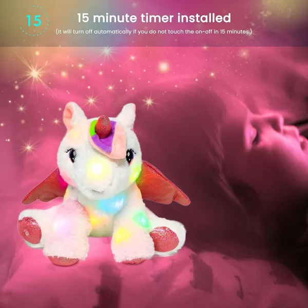 imageHopearl Adorable LED Plush Unicorn Lighting Up Cute Stuffed Animal Floppy Night Lights Glow in The Dark Birthday Festival for Kids Toddler Girls White 11