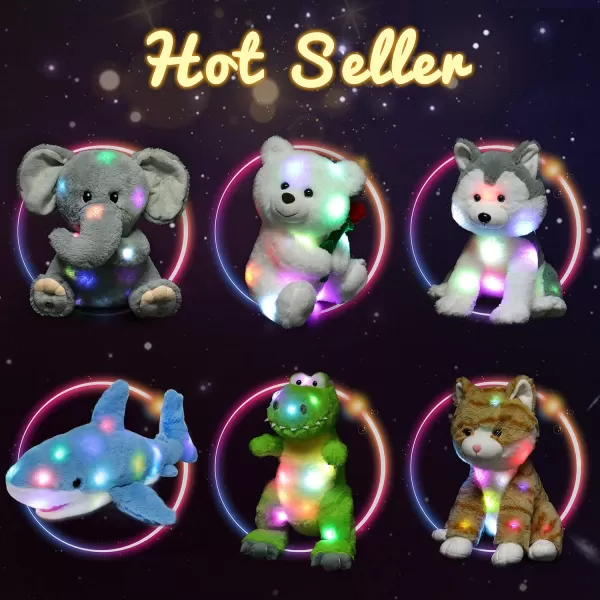 imageHopearl Colorful LED Plush Unicorn Lighting Up Stuffed Animal Floppy Night Lights Glow in The Dark Birthday Festival for Kids Toddler Girls Rainbow 115