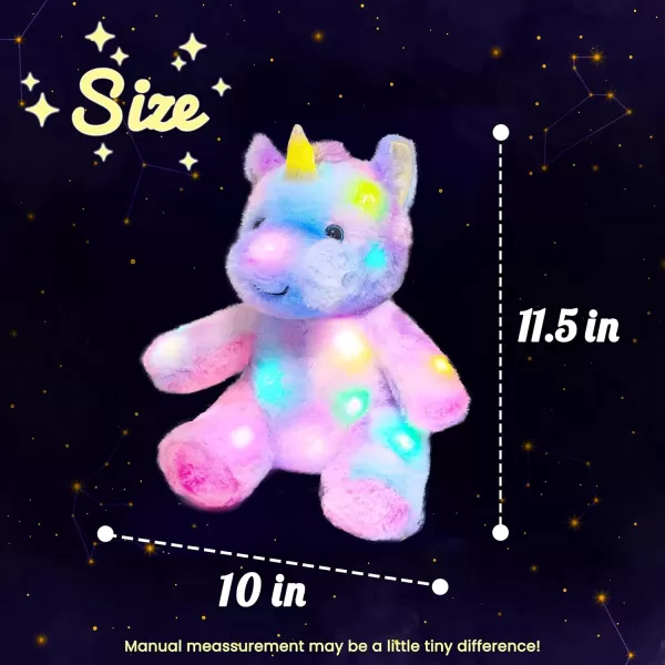 imageHopearl Colorful LED Plush Unicorn Lighting Up Stuffed Animal Floppy Night Lights Glow in The Dark Birthday Festival for Kids Toddler Girls Rainbow 115