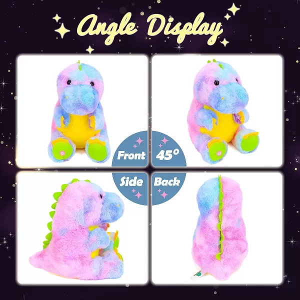 imageHopearl LED Plush Colorful Girly Dinosaur Lighting Up TRex Stuffed Animal Brilliant Night Lights Glow in The Dark Birthday Festival for Kids Toddlers Rainbow 105