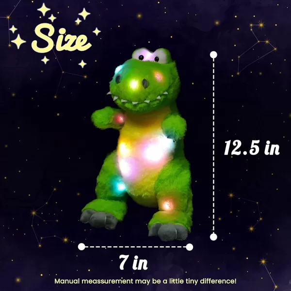 imageHopearl LED Plush Dinosaur Lighting Up TRex Stuffed Animal Floppy Night Lights Glow in The Dark Birthday Festival for Kids Toddler Girls Green 125