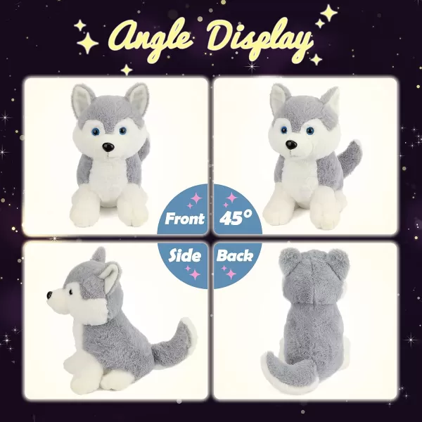 imageHopearl LED Plush Husky Lighting Up Stuffed Animal Dog Floppy Puppy Night Lights Glow in The Dark Birthday Festival for Kids Toddlers Boys Girls Gray 12