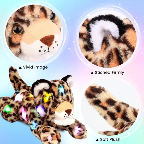 imageHopearl LED Plush Leopard Lighting Up Stuffed Cheetah Jungle Animal Floppy Puppy Night Lights Glow in The Dark Birthday Festival for Kids Toddler Boys 14