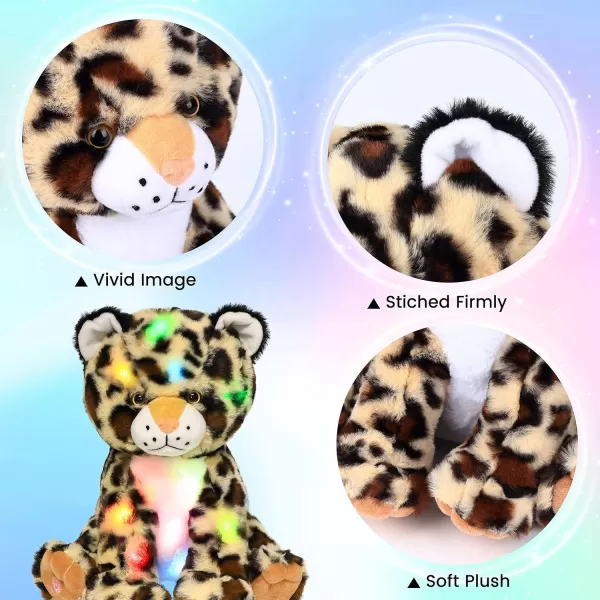 imageHopearl LED Plush Leopard Lighting Up Stuffed Cheetah Jungle Animal Floppy Puppy Night Lights Glow in The Dark Birthday Festival for Kids Toddler Boys 11