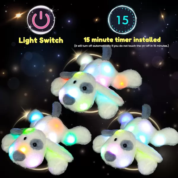 imageHopearl LED Plush Puppy Lighting Up Stuffed Animal Dog Floppy Pup Night Lights Glow in The Dark Birthday Festival for Kids Toddler Girls White 14