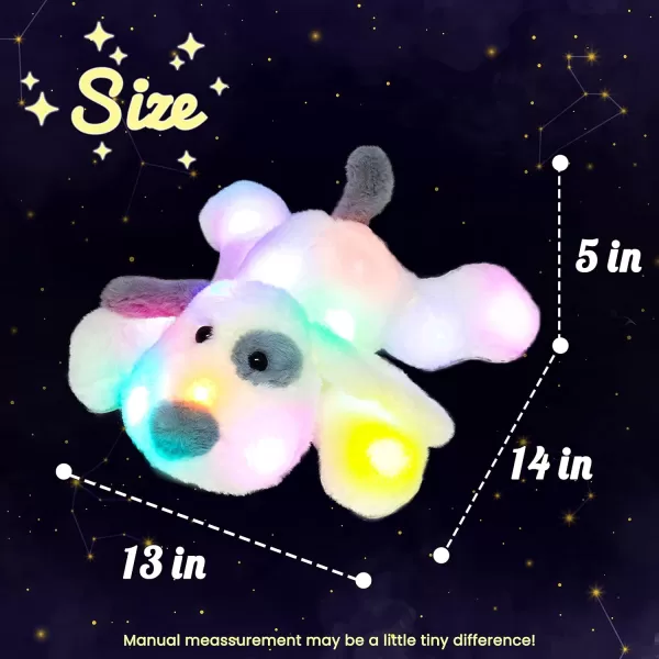 imageHopearl LED Plush Puppy Lighting Up Stuffed Animal Dog Floppy Pup Night Lights Glow in The Dark Birthday Festival for Kids Toddler Girls White 14