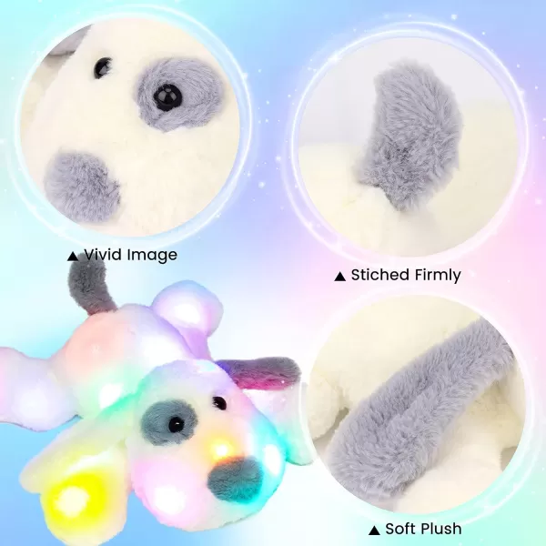 imageHopearl LED Plush Puppy Lighting Up Stuffed Animal Dog Floppy Pup Night Lights Glow in The Dark Birthday Festival for Kids Toddler Girls White 14