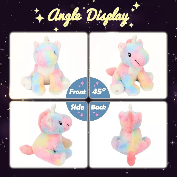 imageHopearl LED Plush Unicorn Colorful Lighting Up Stuffed Animal Floppy Night Lights Glow in The Dark Birthday Gifts for Kids Toddler Girls Rainbow 12