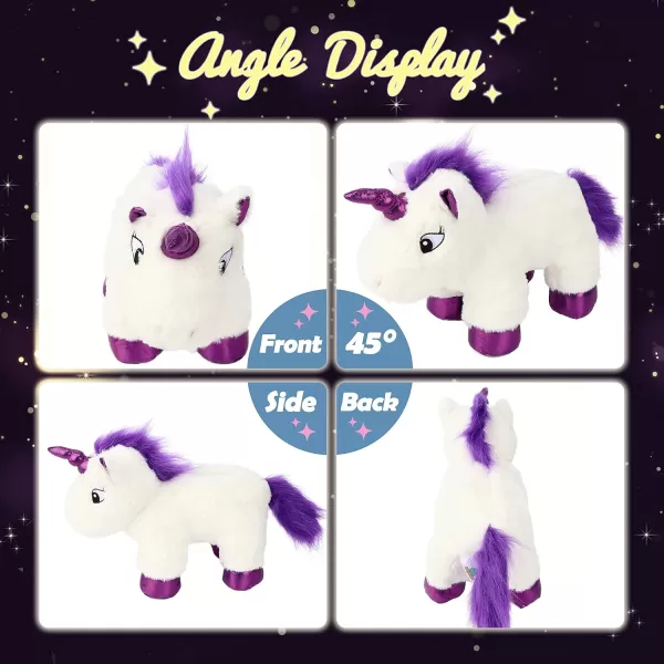 imageHopearl LED Plush Unicorn Lighting Up Stuffed Animal Floppy Night Lights Glow in The Dark Birthday Gifts for Kids Toddler Girls White 15