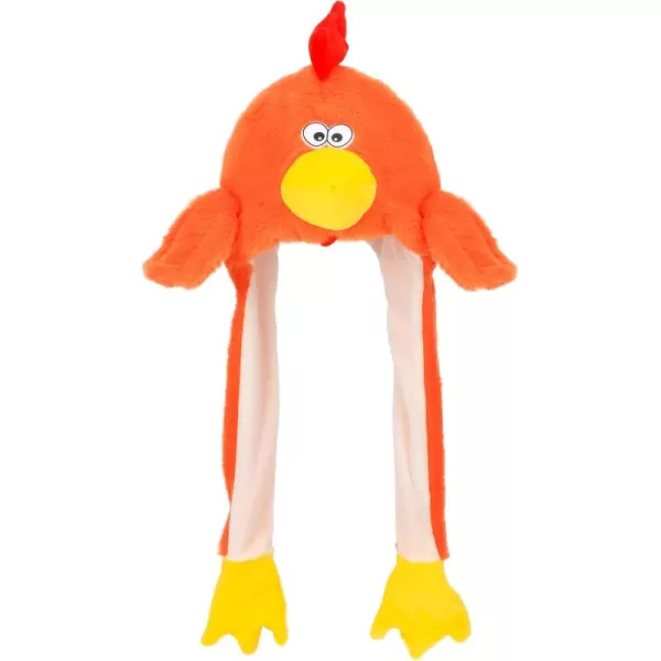 imageHopearl Chicken Hat with Ears Moving Jumping Pop Up Beating Chick Hat Plush Farm Animal Holiday Cosplay Dress Up Funny Gift for Kids Boys Girls Orange 22