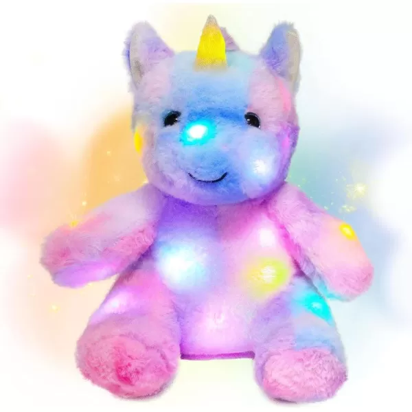 imageHopearl Colorful LED Plush Unicorn Lighting Up Stuffed Animal Floppy Night Lights Glow in The Dark Birthday Festival for Kids Toddler Girls Rainbow 115