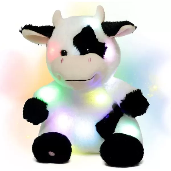 imageHopearl LED Plush Cow Lighting Up Stuffed Animal Diary Cattle Floppy Night Lights Glow in The Dark Birthday Festival for Kids Toddler Girls 13