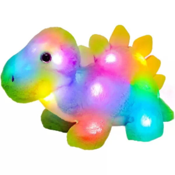 imageHopearl LED Plush Dinosaur Lighting Up Stegosaurus Stuffed Animal with Brilliant Night Lights Glow in The Dark Birthday Gifts for Kids Toddler Girls Green 14