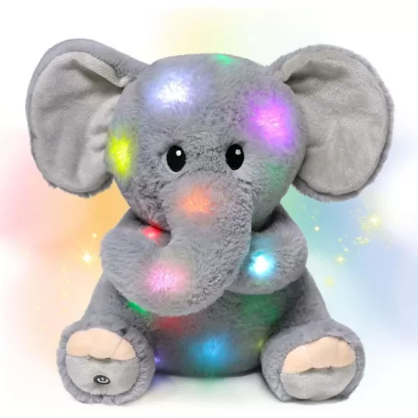 imageHopearl LED Plush Elephant Lighting Up Stuffed Animal Floppy Night Lights Glow in The Dark Birthday Festival for Kids Toddler Girls Gray 11