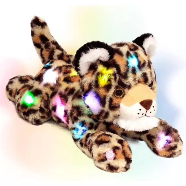 imageHopearl LED Plush Leopard Lighting Up Stuffed Cheetah Jungle Animal Floppy Puppy Night Lights Glow in The Dark Birthday Festival for Kids Toddler Boys 14