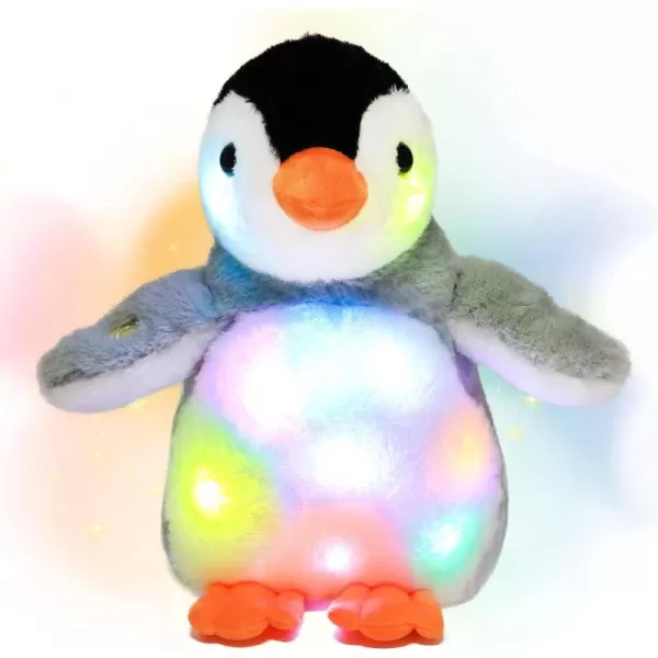 imageHopearl LED Plush Penguin Lighting Up Stuffed Animal Floppy Toy Night Lights Glow in The Dark Birthday Festival for Boys Girls Toddlers Gray 115