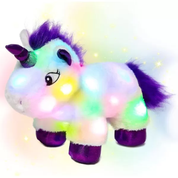 imageHopearl LED Plush Unicorn Lighting Up Stuffed Animal Floppy Night Lights Glow in The Dark Birthday Gifts for Kids Toddler Girls White 15