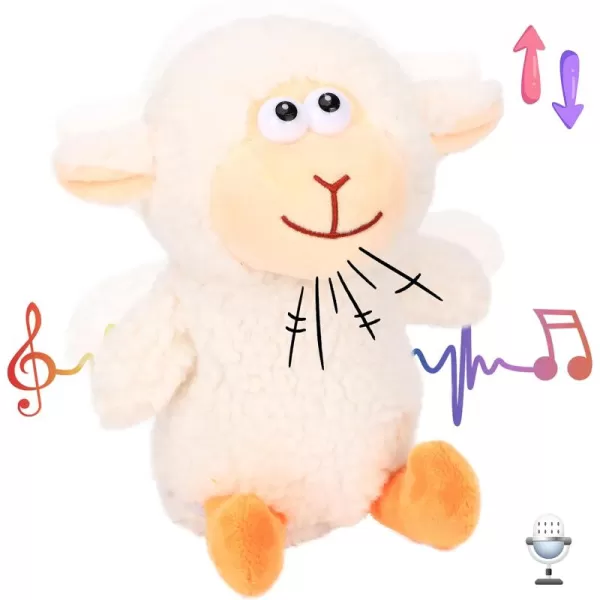 imageHopearl Talking Lamb Repeats What You Say Sheep Nodding Electric Interactive Animated Toy Speaking Plush Buddy Gifts for Toddlers White 75