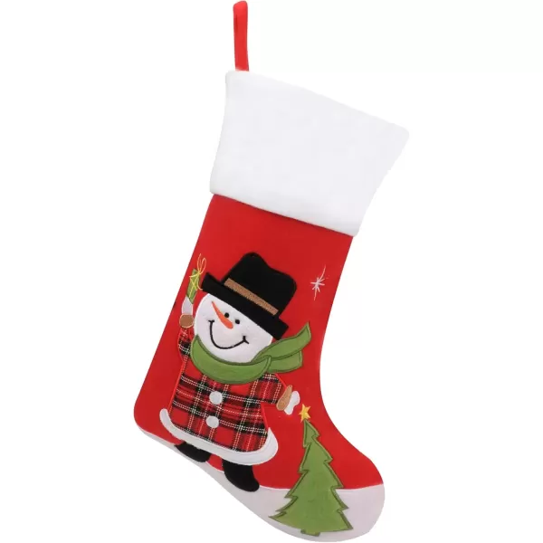 imageHopearl 3 Pcs Christmas Stockings Kit Cute Socks with Snowman Reindeer Penguin Pack of 3 Ornament Gift Bags for Family Xmas Tree Party Supplies Red 19