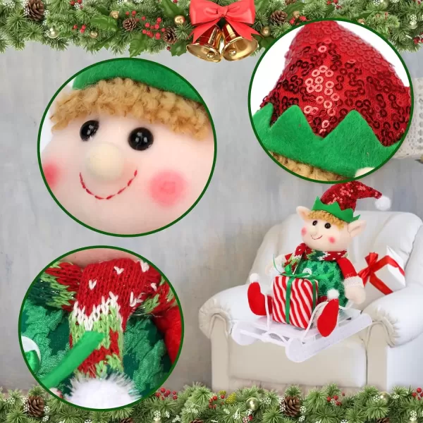 imageHopearl Adorable Christmas Boy Elf Stuffed Doll Santa Helper Figurines for Holiday Handmade Plush Characters Fun Decorations Toys for Kids Party Favors Red 13Sled Boy