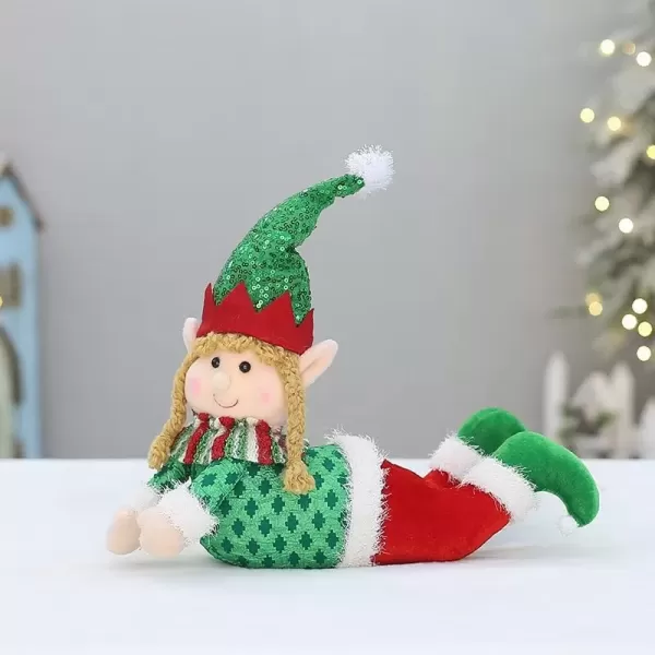 imageHopearl Adorable Christmas Boy Elf Stuffed Doll Santa Helper Figurines for Holiday Handmade Plush Characters Fun Decorations Toys for Kids Party Favors Red 13A Girl Lay Down