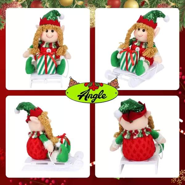 imageHopearl Adorable Christmas Boy Elf Stuffed Doll Santa Helper Figurines for Holiday Handmade Plush Characters Fun Decorations Toys for Kids Party Favors Red 13Sled Girl