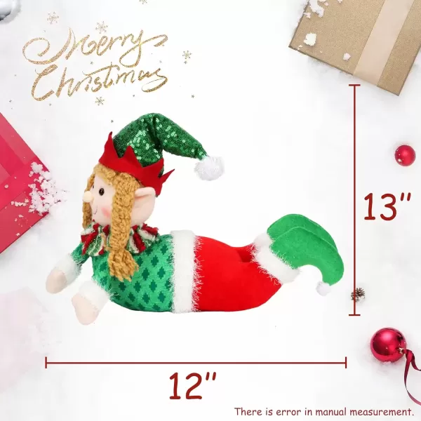 imageHopearl Adorable Christmas Boy Elf Stuffed Doll Santa Helper Figurines for Holiday Handmade Plush Characters Fun Decorations Toys for Kids Party Favors Red 13A Girl Lay Down