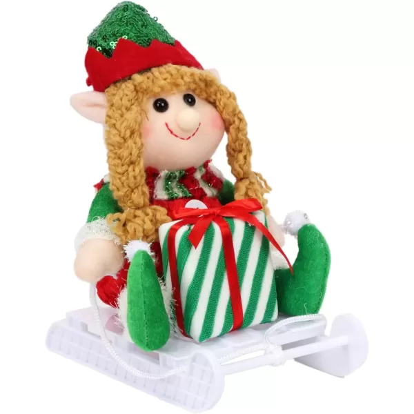 imageHopearl Adorable Christmas Boy Elf Stuffed Doll Santa Helper Figurines for Holiday Handmade Plush Characters Fun Decorations Toys for Kids Party Favors Red 13Sled Girl