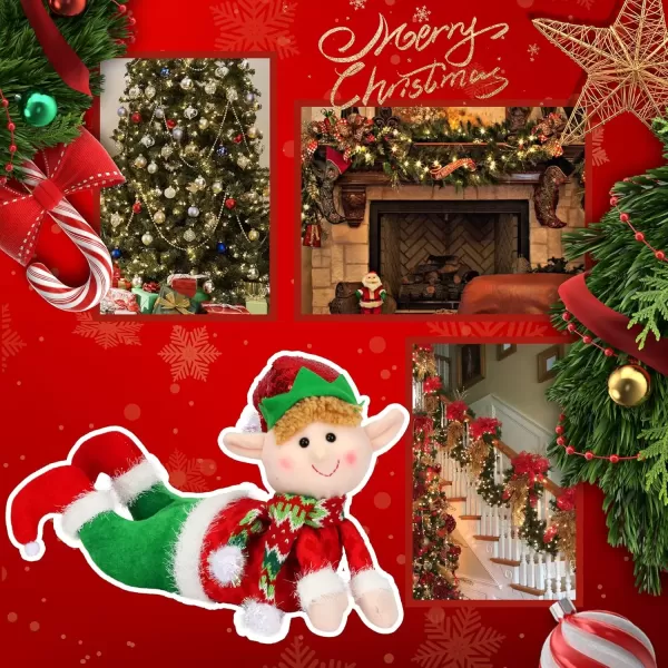 imageHopearl Adorable Christmas Boy Elf Stuffed Doll Santa Helper Figurines for Holiday Handmade Plush Characters Fun Decorations Toys for Kids Party Favors Red 13A Boy Lay Down