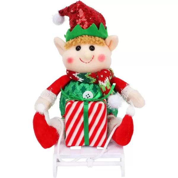 imageHopearl Adorable Christmas Boy Elf Stuffed Doll Santa Helper Figurines for Holiday Handmade Plush Characters Fun Decorations Toys for Kids Party Favors Red 13Sled Boy