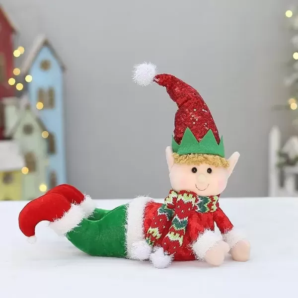 imageHopearl Adorable Christmas Boy Elf Stuffed Doll Santa Helper Figurines for Holiday Handmade Plush Characters Fun Decorations Toys for Kids Party Favors Red 13A Boy Lay Down