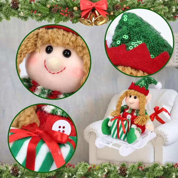 imageHopearl Adorable Christmas Boy Elf Stuffed Doll Santa Helper Figurines for Holiday Handmade Plush Characters Fun Decorations Toys for Kids Party Favors Red 13Sled Girl