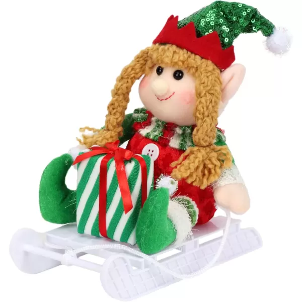 imageHopearl Adorable Christmas Boy Elf Stuffed Doll Santa Helper Figurines for Holiday Handmade Plush Characters Fun Decorations Toys for Kids Party Favors Red 13Sled Girl