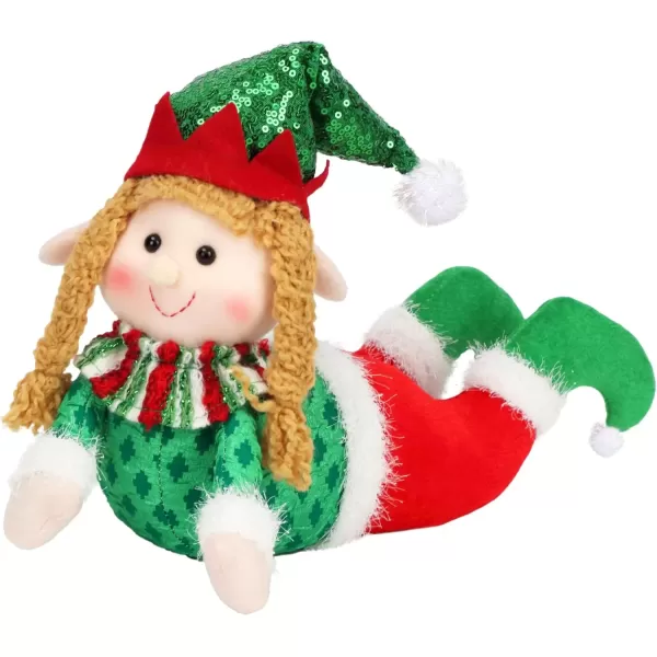 imageHopearl Adorable Christmas Boy Elf Stuffed Doll Santa Helper Figurines for Holiday Handmade Plush Characters Fun Decorations Toys for Kids Party Favors Red 13A Girl Lay Down