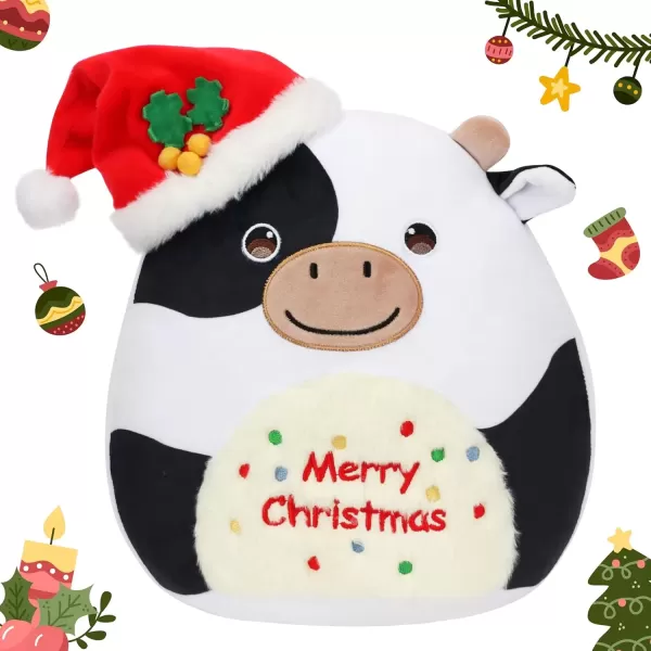 imageHopearl Christmas Cow Plush Toy Xmas Pillow Huggable Stuffed Animal Smooth Plushies Pillow Cute Festival Gifts for Kids Boys Girls Soft Cute Comforting Companion 15Cow