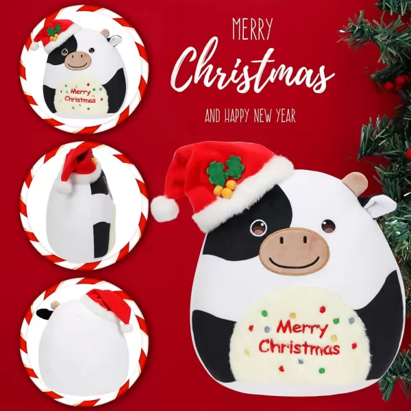 imageHopearl Christmas Cow Plush Toy Xmas Pillow Huggable Stuffed Animal Smooth Plushies Pillow Cute Festival Gifts for Kids Boys Girls Soft Cute Comforting Companion 15Cow