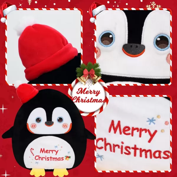 imageHopearl Christmas Cow Plush Toy Xmas Pillow Huggable Stuffed Animal Smooth Plushies Pillow Cute Festival Gifts for Kids Boys Girls Soft Cute Comforting Companion 15Penguin