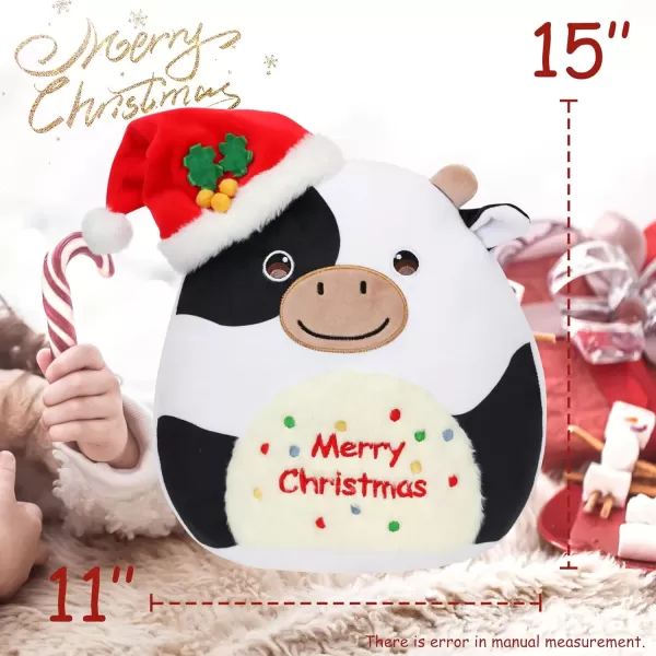 imageHopearl Christmas Cow Plush Toy Xmas Pillow Huggable Stuffed Animal Smooth Plushies Pillow Cute Festival Gifts for Kids Boys Girls Soft Cute Comforting Companion 15Cow