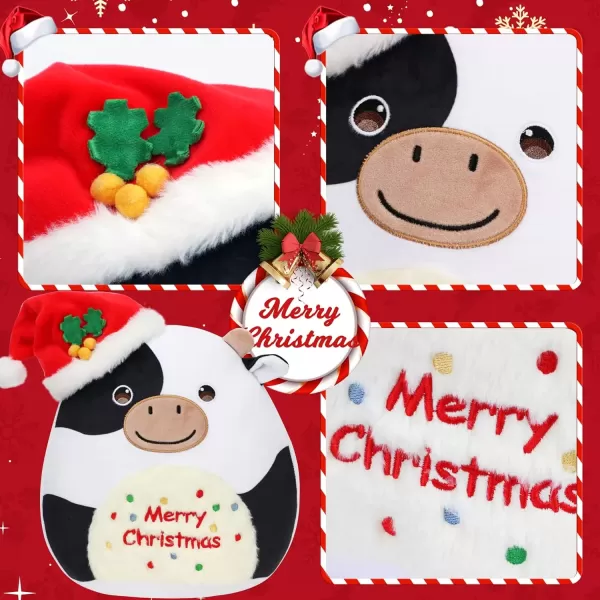 imageHopearl Christmas Cow Plush Toy Xmas Pillow Huggable Stuffed Animal Smooth Plushies Pillow Cute Festival Gifts for Kids Boys Girls Soft Cute Comforting Companion 15Cow