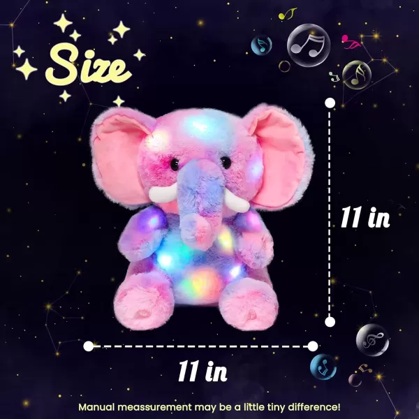 imageHopearl Colorful LED Musical Stuffed Elephant Light up Singing Plush Elephish Adjustable Volume Lullaby Animated Soothe Birthday Festival for Kids Toddlers Rainbow 11