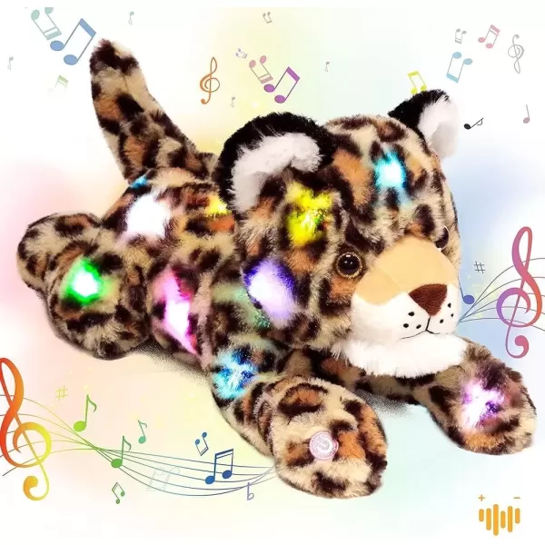 imageHopearl LED Musical Stuffed Cheetah Light up Singing Plush Leopard Toy Adjustable Volume Lullaby Animated Soothe Birthday Festival for Kids Toddlers Boys 14