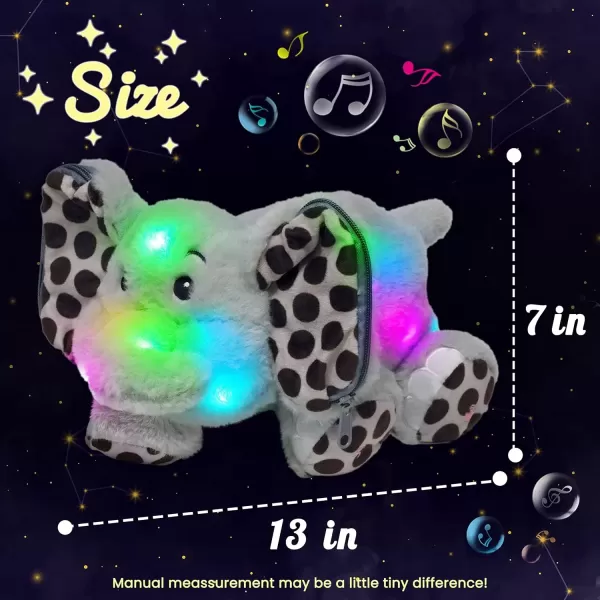 imageHopearl LED Musical Stuffed Elephant with Hidden Pockets Light up Singing Plush Toy Stuffed Animal with 6 Mini Random Filled Toys Lullaby Animated Soothe Gifts for Kids Toddlers Gray 13