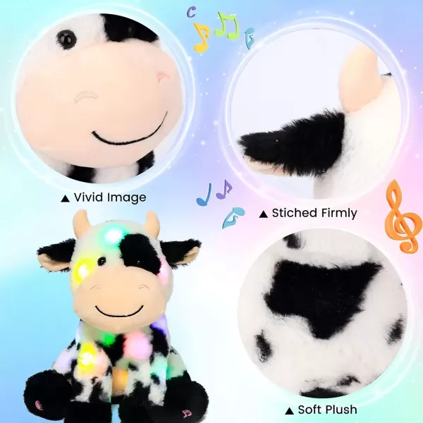 imageHopearl LED Musical Stuffed Smile Cow Light up Singing Plush Toy Adjustable Volume Lullaby Animated Soothe Birthday Festival for Kids Toddler Girls 11