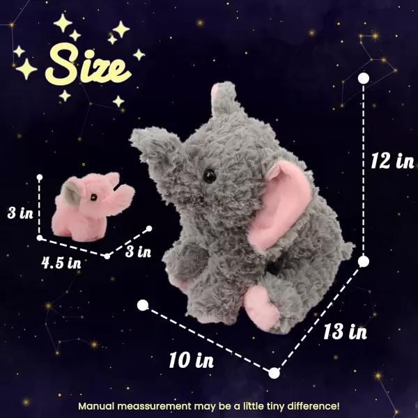 imageHopearl LED Plush Calf Elephant Lighting Up Stuffed Mommy Elephant with 3 Baby Elephish in her Tummy Stuffed Animal Playset Night Lights Glow in The Dark for Mom Toddlers Gray 18