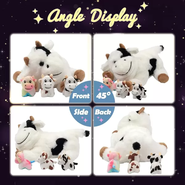 imageHopearl LED Plush Cow Lighting Up Stuffed Mommy Cow with 3 Baby Dairy Cows in her Tummy Floppy Stuffed Animal Playset Night Lights Glow in The Dark for Mom Toddlers 15