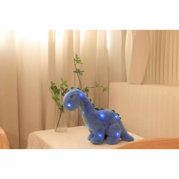 imageHopearl LED Plush Dinosaur Light up Stuffed Diplodocus Animal with Long Neck Night Lights Glow in The Dark Birthday Gifts for Kids Toddler Girls Blue 16