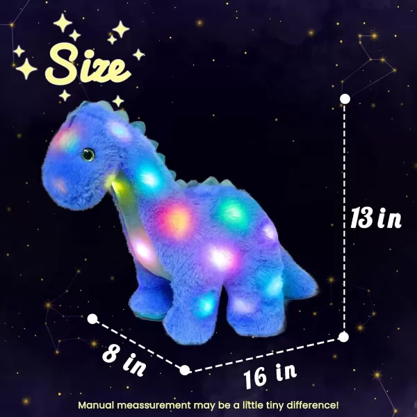 imageHopearl LED Plush Dinosaur Light up Stuffed Diplodocus Animal with Long Neck Night Lights Glow in The Dark Birthday Gifts for Kids Toddler Girls Blue 16